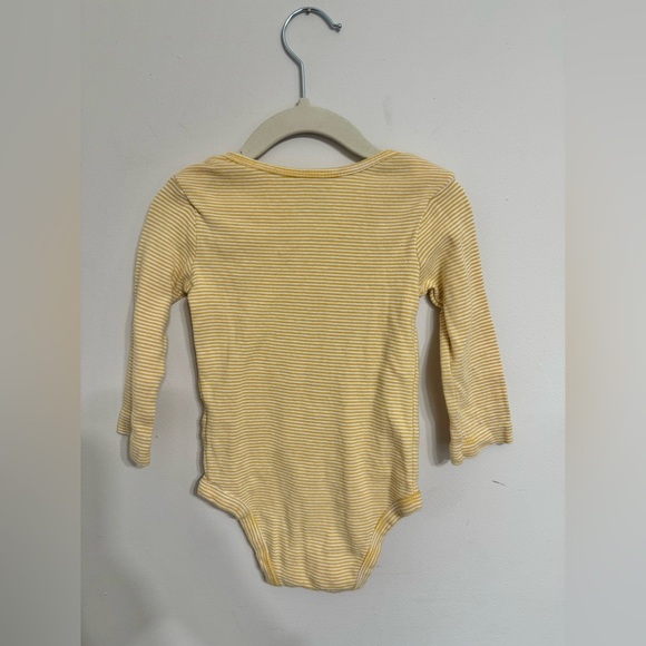 Carters | Yellow & White Striped Long Sleeve Little Brother Bodysuit | 12 Months - Picture 2 of 4